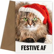 Funny Cat Christmas Card for Cat Mum or Dad - Festive AF!