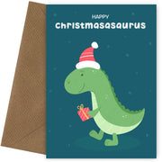 Dinosaur Christmas Card for Grandson, Son or Nephew - Happy Christmasasaurus