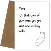 Adult Humour Christmas Card for Brother, Uncle, Co-Worker - W*nking Socks!