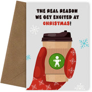 Funny Christmas Card for Husband, Girlfriend, Sister, Partner or Girlfriend - Coffee