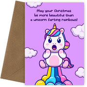 Funny Daughter Christmas Card for Her, Sister or Granddaughter - Unicorn Farting Rainbows!