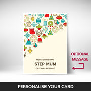 What can be personalised on this Step Mum christmas cards