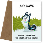 Personalised Christmas Card from a Dog - Christmas Tree Fainted