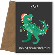 Personalised Dinosaur Christmas Card - Tree Rex