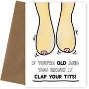 Humorous Birthday Cards for Women - Clap Your Tits Rude Birthday Card