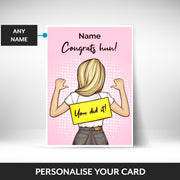 What can be personalised on this female congratulations card