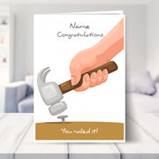 congratulations card shown in a living room