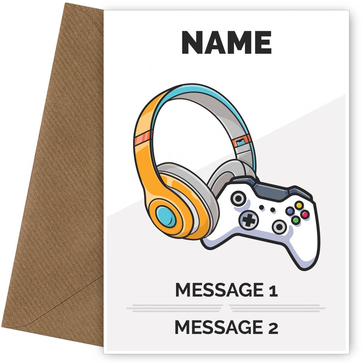 Personalised Games Controller and Headphones Birthday Card