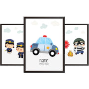 Boys Nursery Pictures - Cops and Robbers Print Set