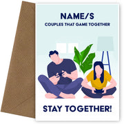 Gaming Couples - Gamer Anniversary Card for Her or Gaming Birthday Card for Him