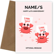 Crabs 10th Wedding Anniversary Card for Couples