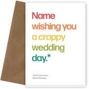 Personalised Crappy Wedding Day Card