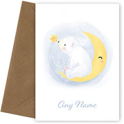 Personalised Cute Bear On The Moon Card