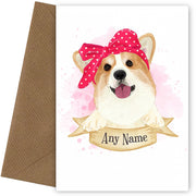 Personalised Cute Corgi Card (girl)