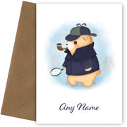 Personalised Cute Detective Bear Card