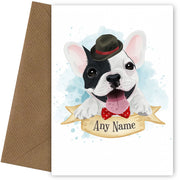 Boy French Bulldog Greetings Card