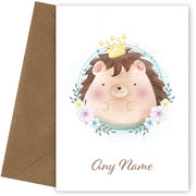 Personalised Cute Hedgehog With Crown Card