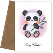 Personalised Cute Panda Eating Bamboo Card