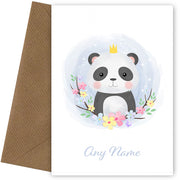 Personalised Cute Panda Wearing Crown Card