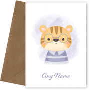 Personalised Cute Tiger With Glasses Card