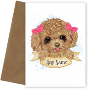 Personalised Cute Toy Poodle Card (girl)