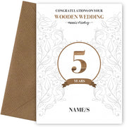 Personalised 5th Anniversary Card (Wooden Wedding Anniversary)