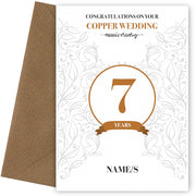Personalised 7th Anniversary Card (Copper Wedding Anniversary)