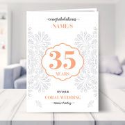 35th wedding anniversary card shown in a living room