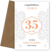 Personalised 35th Wedding Anniversary Card (Coral Wedding Anniversary)