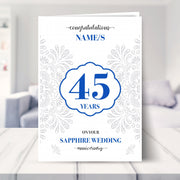 45th wedding anniversary card shown in a living room