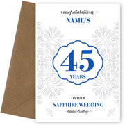 Personalised 45th Wedding Anniversary Card (Sapphire Wedding Anniversary)