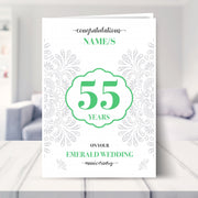 55th wedding anniversary card shown in a living room