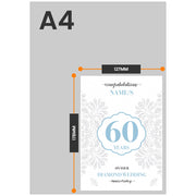 The size of this 60th wedding anniversary card is 7 x 5" when folded