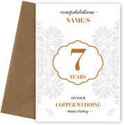 Personalised 7th Wedding Anniversary Card (Copper Wedding Anniversary)