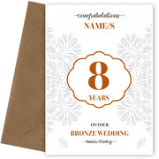 Personalised 8th Wedding Anniversary Card (Bronze Wedding Anniversary)