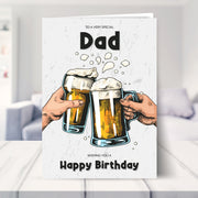 dad birthday card shown in a living room