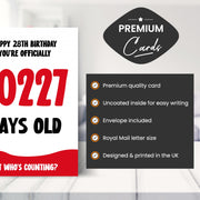 Main features of this 28th birthday card for men