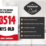 Main features of this 37th birthday card for men