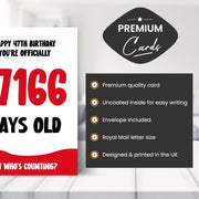 Main features of this 47th birthday card for men