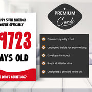 Main features of this 54th birthday card for men