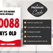 Main features of this 55th birthday card for men