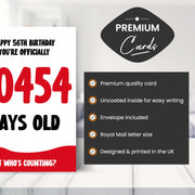 Main features of this 56th birthday card for men