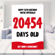 56th birthday card shown in a living room