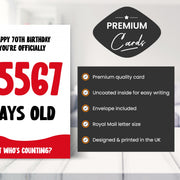 Main features of this 70th birthday card for men
