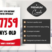 Main features of this 76th birthday card for men