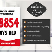 Main features of this 79th birthday card for men
