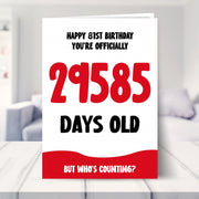 81st birthday card shown in a living room