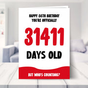 86th birthday card shown in a living room