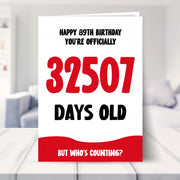 89th birthday card shown in a living room
