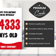 Main features of this 94th birthday card for men